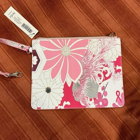 Chico's Handbags - CHICOS Floral Printed Zip Pouch Breast Cancer Awareness New Retail $39.50